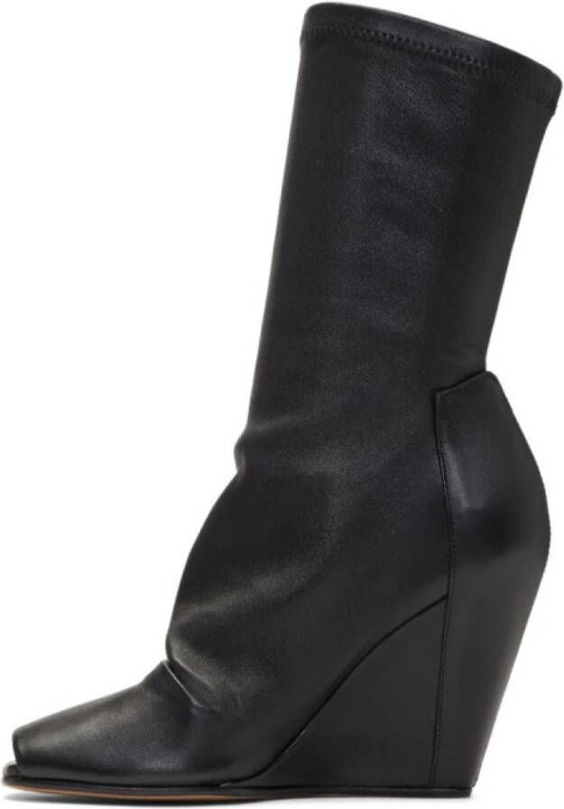 Rick Owens Zwarte Leren Enkellaarzen Black Dames