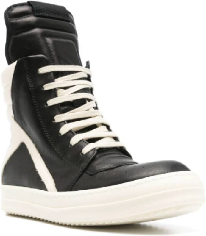 Rick Owens Zwarte Leren High Top Sneakers Black Dames