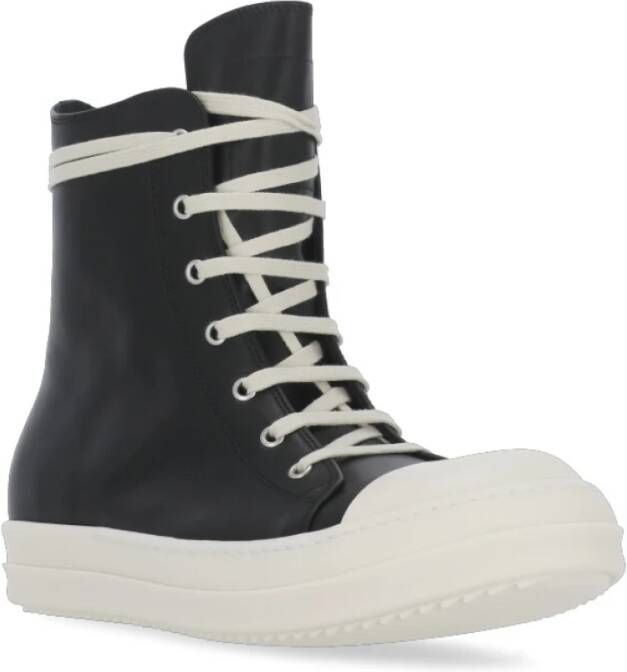 Rick Owens Zwarte Leren High Top Sneakers Black Dames