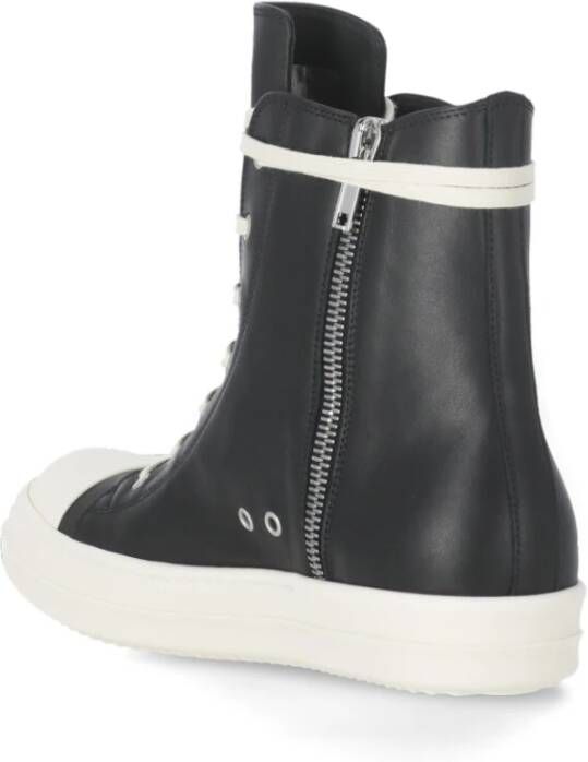 Rick Owens Zwarte Leren High Top Sneakers Black Dames