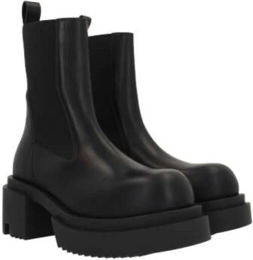 Rick Owens Zwarte Leren Platformlaarzen Black Dames