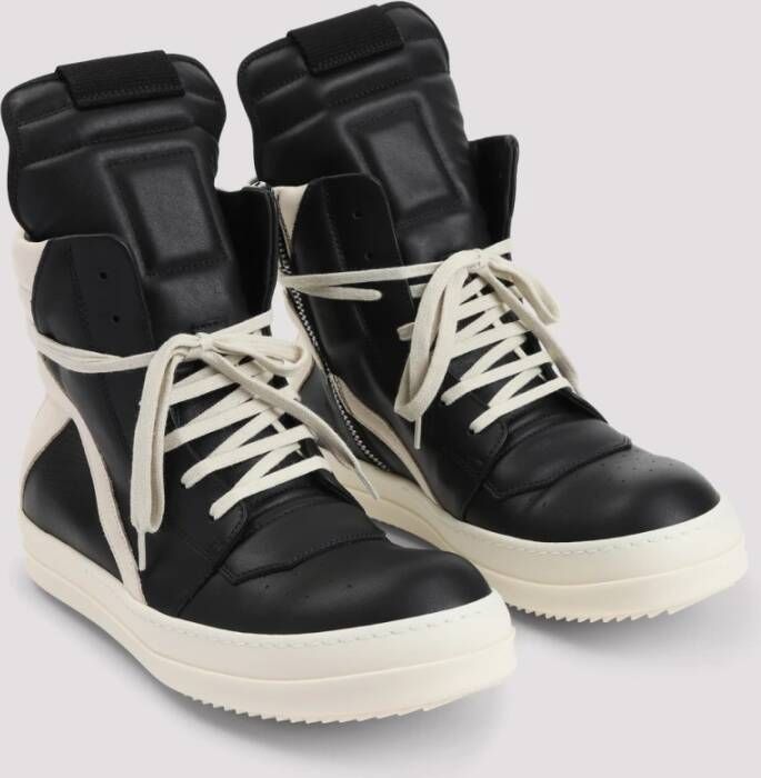 Rick Owens Zwarte Leren Sneakers Luxe Stijl Black Heren