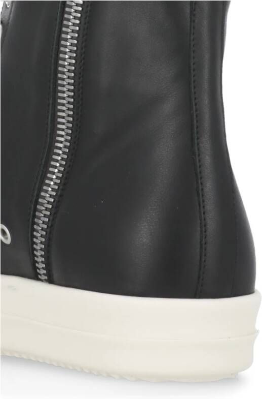 Rick Owens Zwarte Leren Sneakers met Contrasterende Zool Black Dames