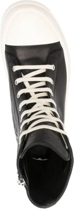 Rick Owens Zwarte Leren Sneakers Metalen Details Black Dames