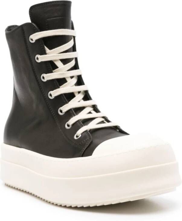 Rick Owens Zwarte Leren Sneakers Metalen Details Black Dames