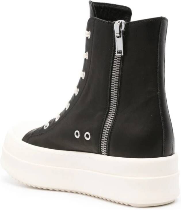 Rick Owens Zwarte Leren Sneakers Metalen Details Black Dames