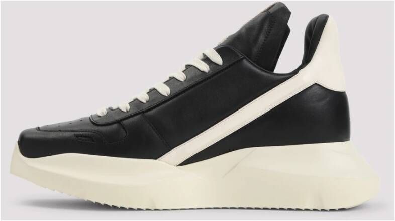 Rick Owens Zwarte Leren Sneakers Stijlvol Comfort Black Heren