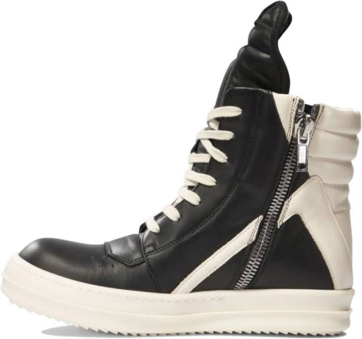 Rick Owens Zwarte Leren Sneakers Twee-Tint Ontwerp Black Dames