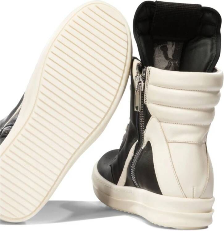 Rick Owens Zwarte Leren Sneakers Twee-Tint Ontwerp Black Dames