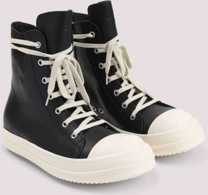 Rick Owens Zwarte Leren Sneakers Verhogen Stijl Black Heren