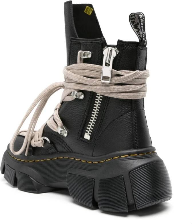 Rick Owens Zwarte leren veterschoenen Black Dames