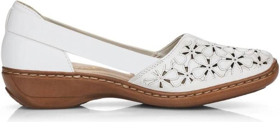 Rieker Witte Leren Ballerina Flats Wit Dames