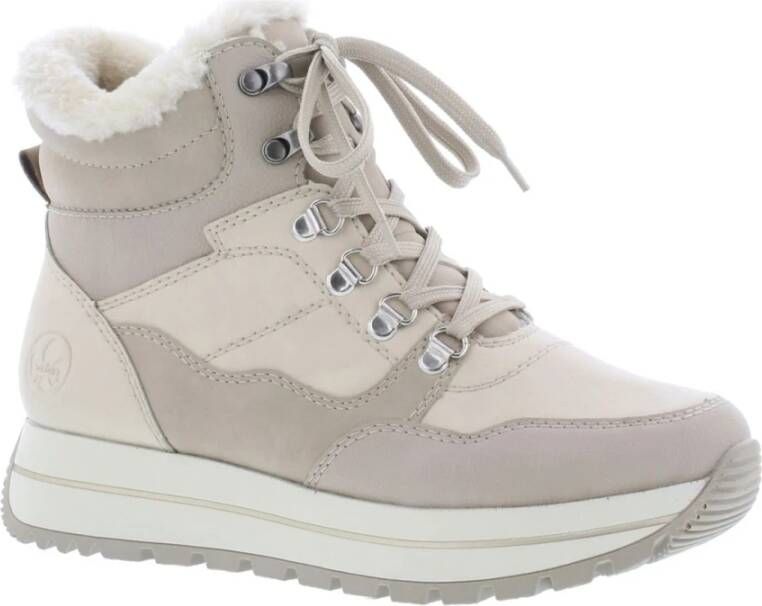 Rieker Beige Casual Gesloten Dameslaarzen Middelhoge Beige Dames