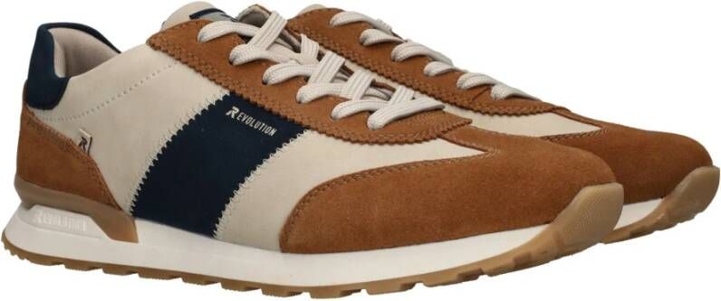 Rieker Beige Sneaker met Oker en Blauwe Accenten Multicolor Heren