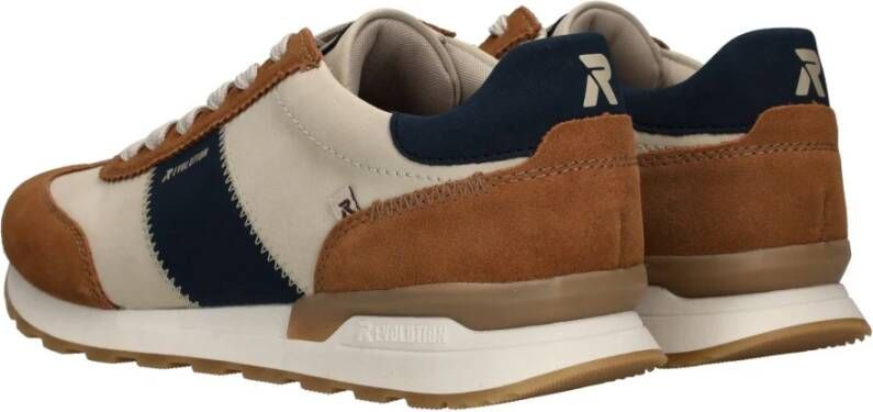 Rieker Beige Sneaker met Oker en Blauwe Accenten Multicolor Heren