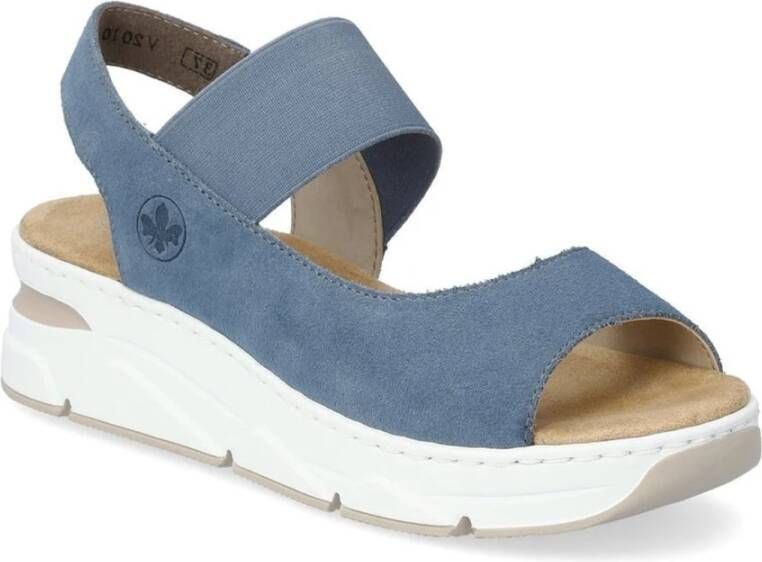 Rieker Blauwe Casual Open Platte Sandalen Blue Dames