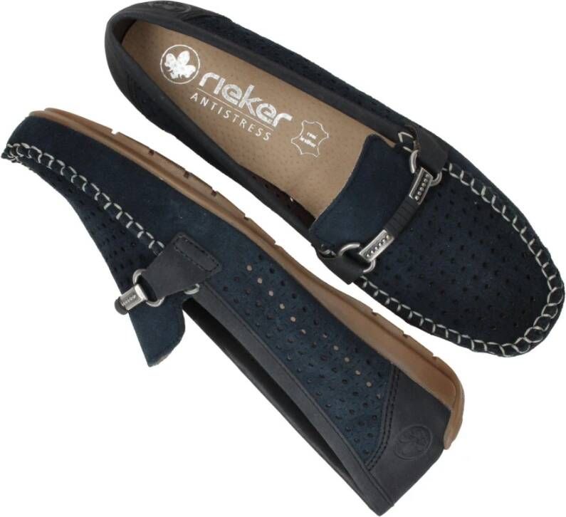 Rieker Blauwe Comfortabele Slip-On Loafer Blue Dames