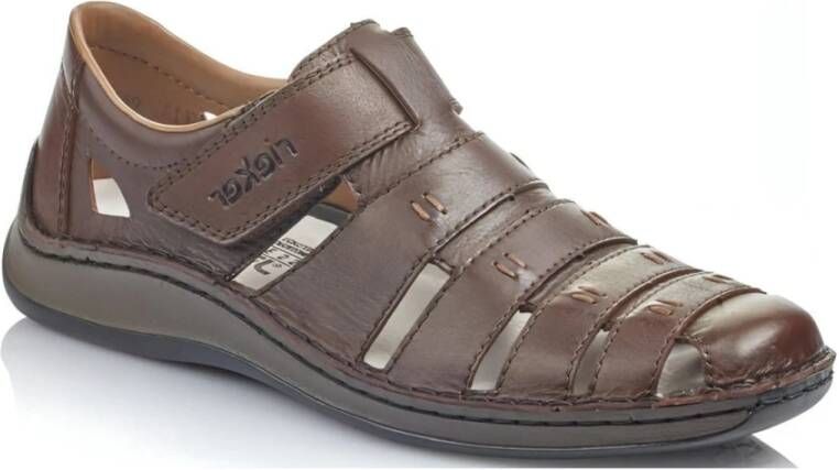 Rieker Bruin Leren Heren Platte Sandalen Brown Heren