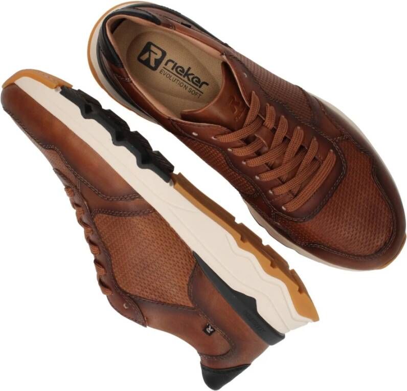 Rieker Bruine Leren Sneaker voor Heren Brown Heren