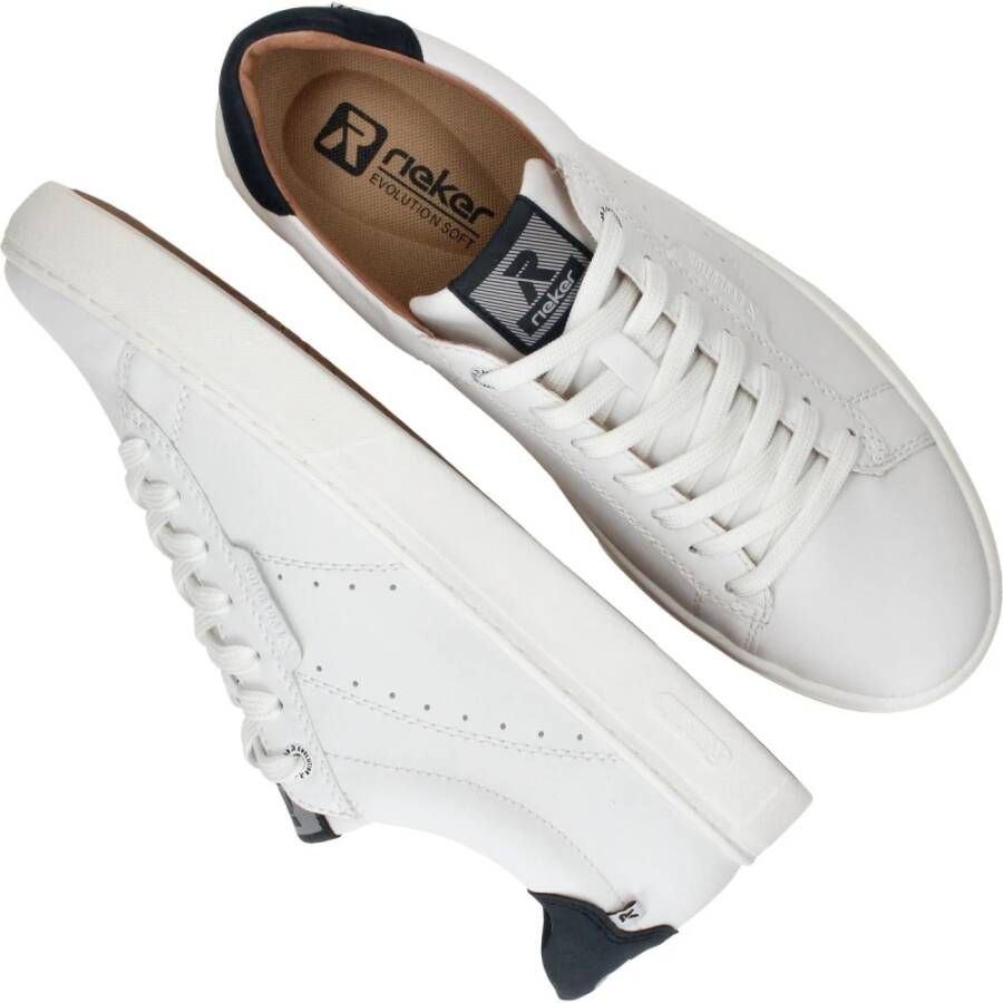 Rieker Comfortabele witte leren sneaker voor heren White Heren