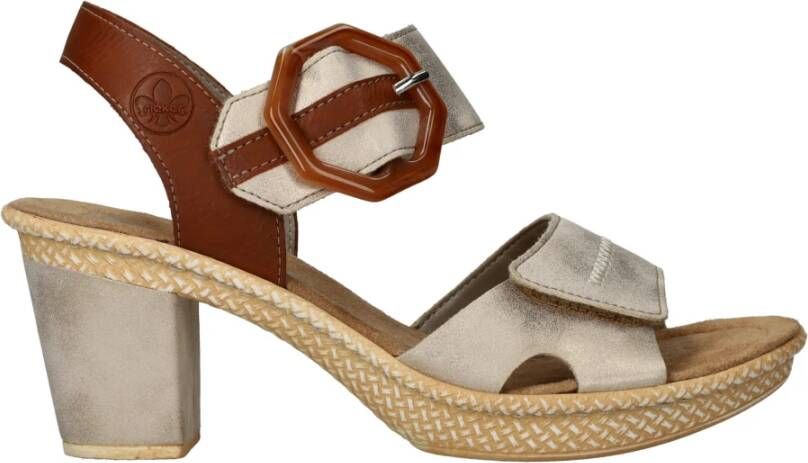 Rieker Elegante Metallic Bruine Sandalette Multicolor Dames