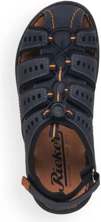 Rieker Blauwe platte sandalen voor heren Blauw Heren