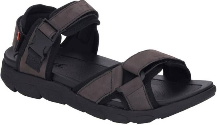 Rieker Grijze Leren Platte Sandalen voor Heren Grijs Heren