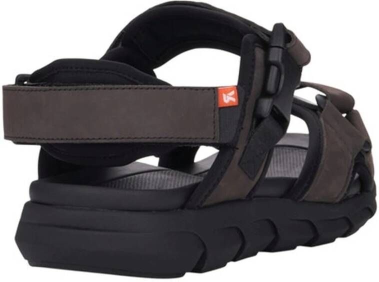 Rieker Grijze Leren Platte Sandalen voor Heren Grijs Heren