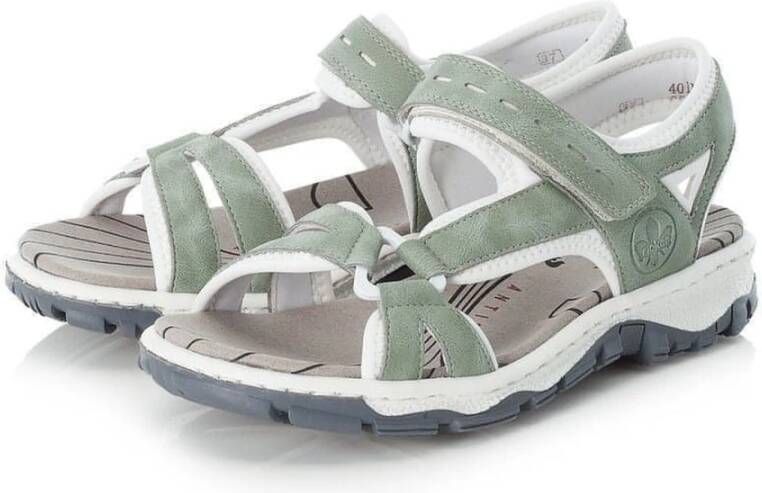 Rieker Stijlvolle Groene Platte Sandalen Groen Dames