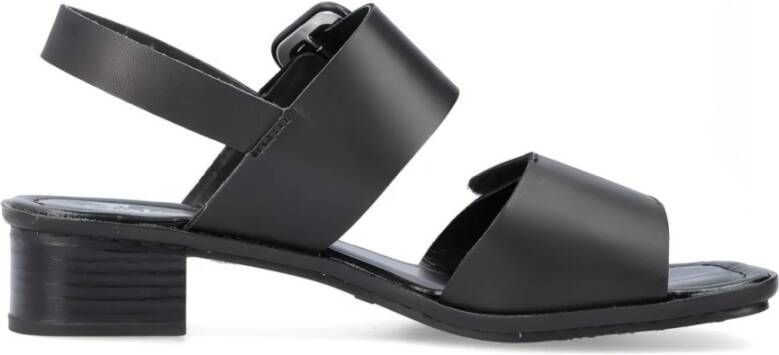 Rieker Zwarte leren platte sandalen Zwart Dames