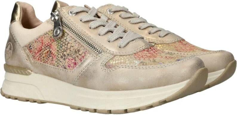 Rieker Gouden Print Sneaker met Rits Multicolor Dames