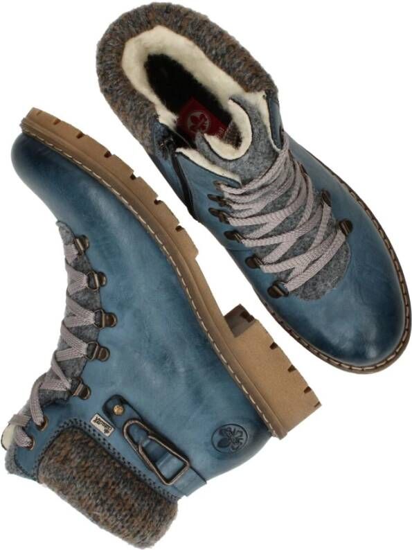 Rieker Stijlvolle Blauwe Veterschoenen Blauw Dames