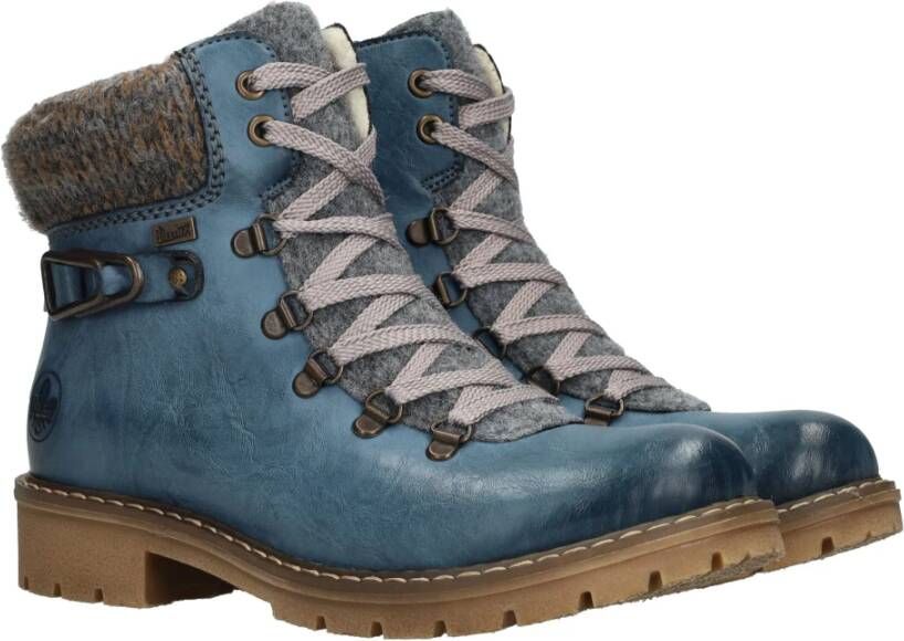 Rieker Stijlvolle Blauwe Veterschoenen Blauw Dames