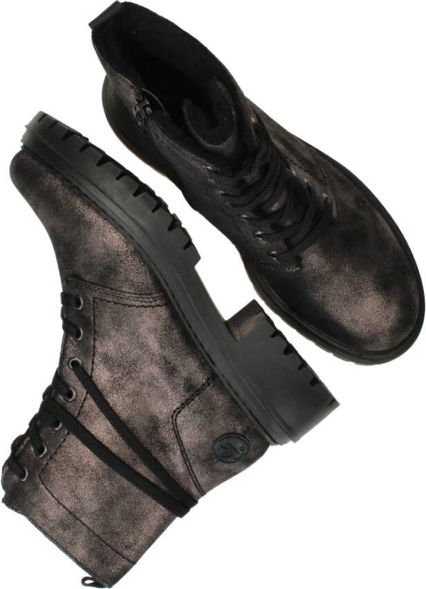 Rieker Metallic Veterschoen met Teddy Voering Black Dames