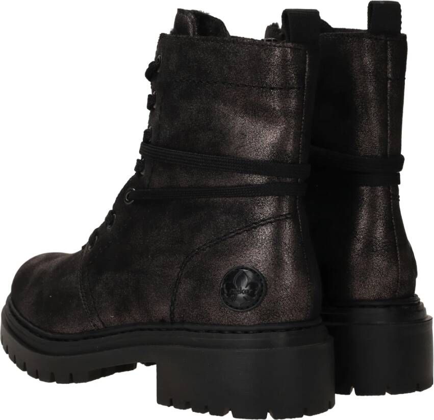 Rieker Metallic Veterschoen met Teddy Voering Black Dames