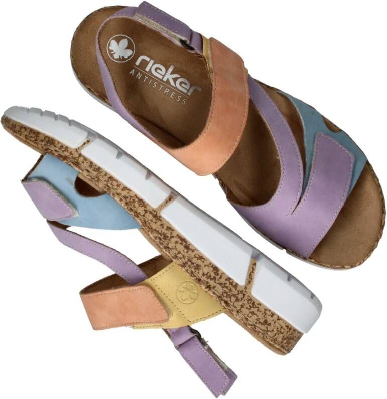 Rieker Pastel zomer sandaal met plateauzool Multicolor Dames