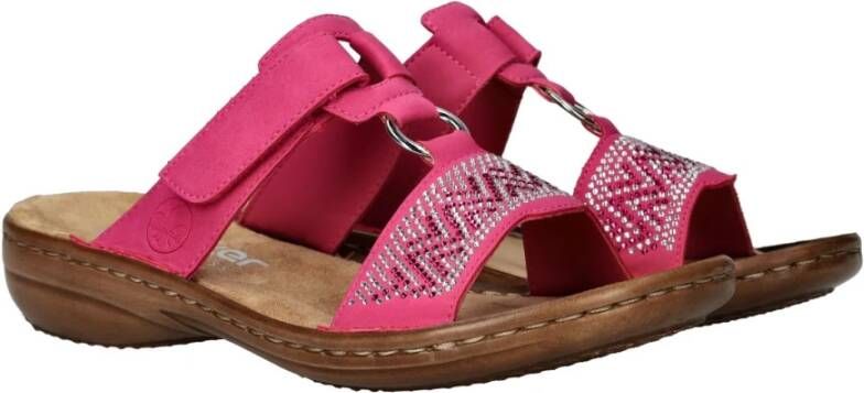 Rieker Roze Diamantpatroon Zomer Slipper Pink Dames