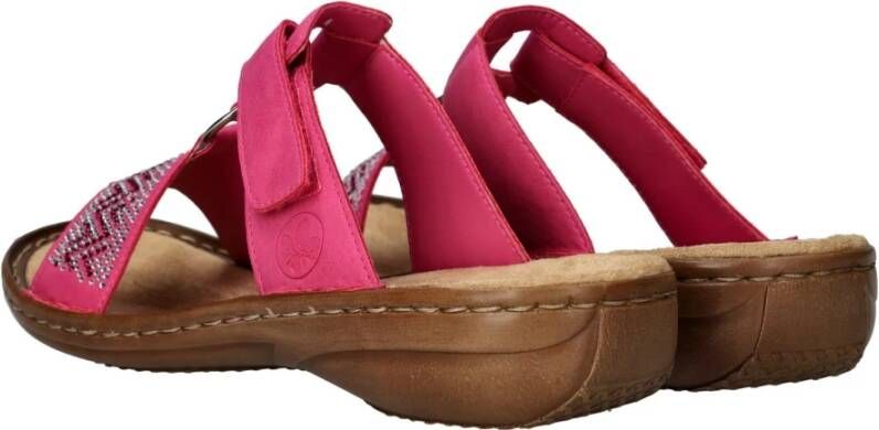 Rieker Roze Diamantpatroon Zomer Slipper Pink Dames