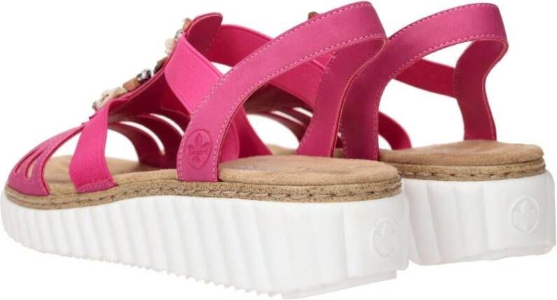 Rieker Roze zomersandalen met stenen en schelpen Pink Dames