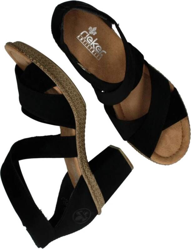 Rieker Zwarte Synthetische Hoge Hak Sandalen Zwart Dames