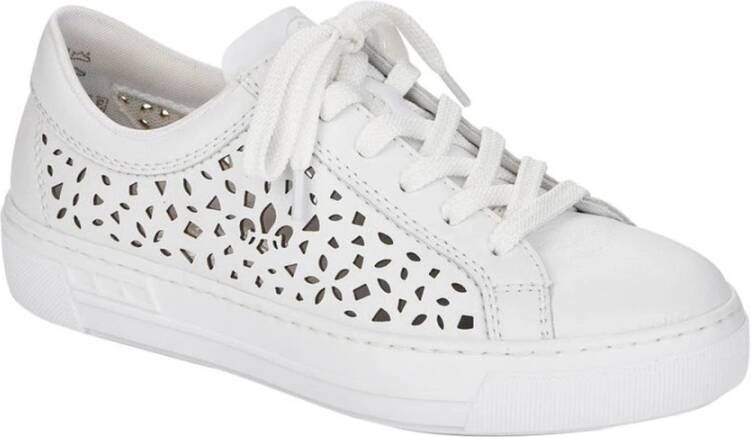 Rieker Witte Leren Casual Schoenen Wit Dames