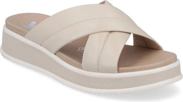 Rieker Comfortabele Leren Sliders voor Vrouwen Beige Dames