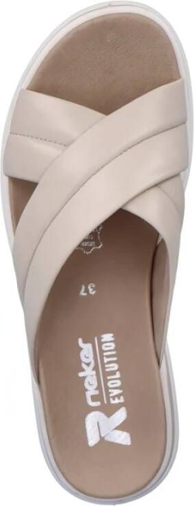 Rieker Comfortabele Leren Sliders voor Vrouwen Beige Dames