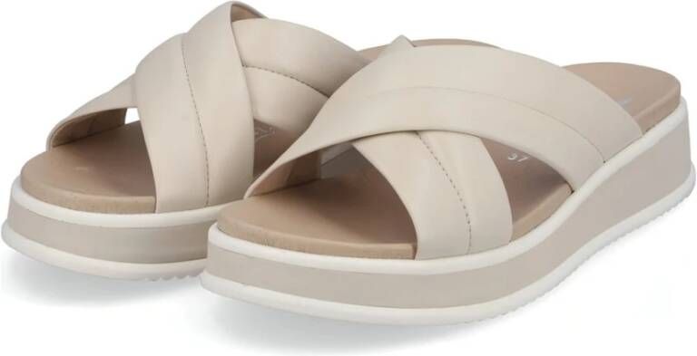 Rieker Comfortabele Leren Sliders voor Vrouwen Beige Dames