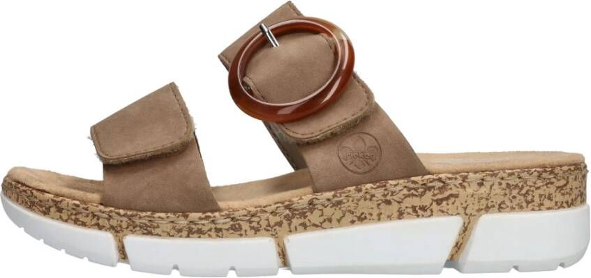 Rieker Taupe Sliders voor Vrouwen Stijlvol en Handig Beige Dames