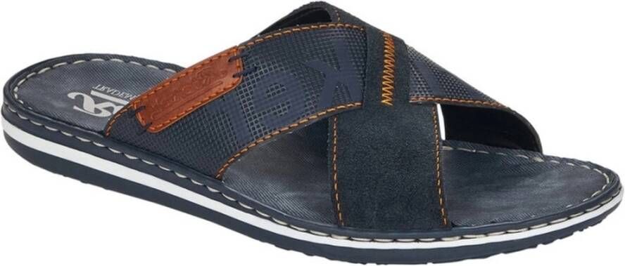 Rieker Comfortabele Navy Open Slippers Blauw Heren