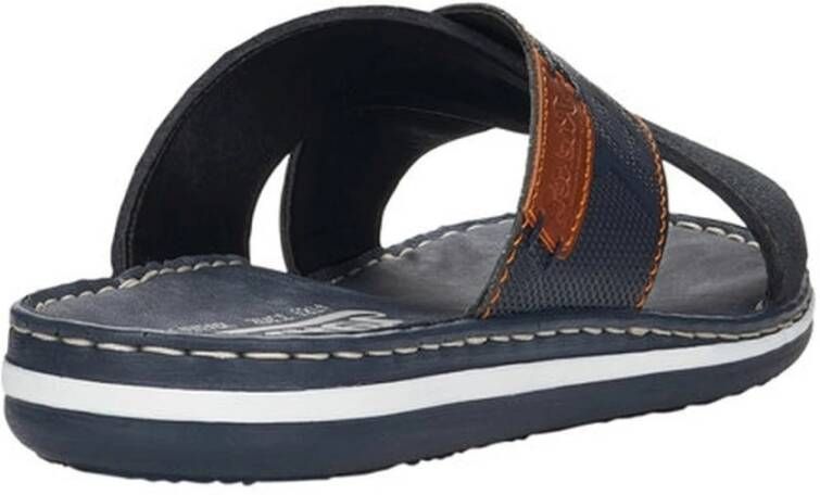 Rieker Comfortabele Navy Open Slippers Blauw Heren