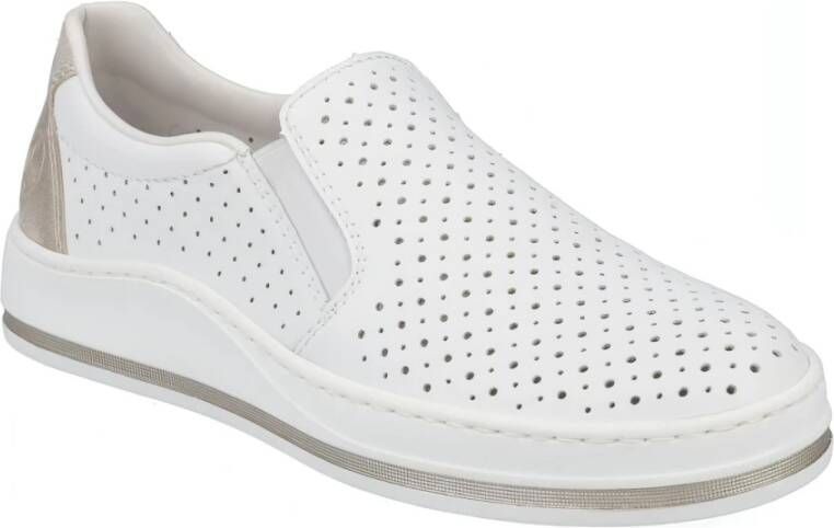 Rieker Witte leren sneakers voor dames Wit Dames