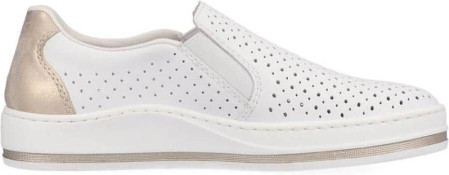 Rieker Witte leren sneakers voor dames Wit Dames