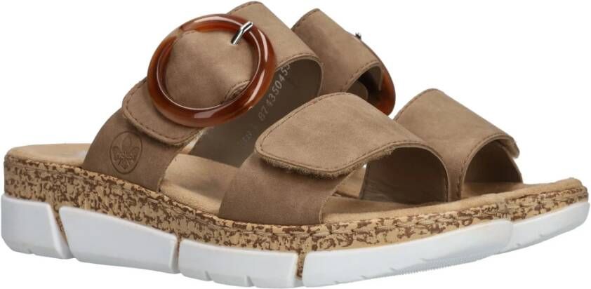 Rieker Taupe Detail Zomer Slipper Gray Dames